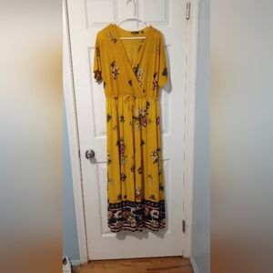 Mlle Gabrielle Yellow Flutter Sleeve Maxi Sundress